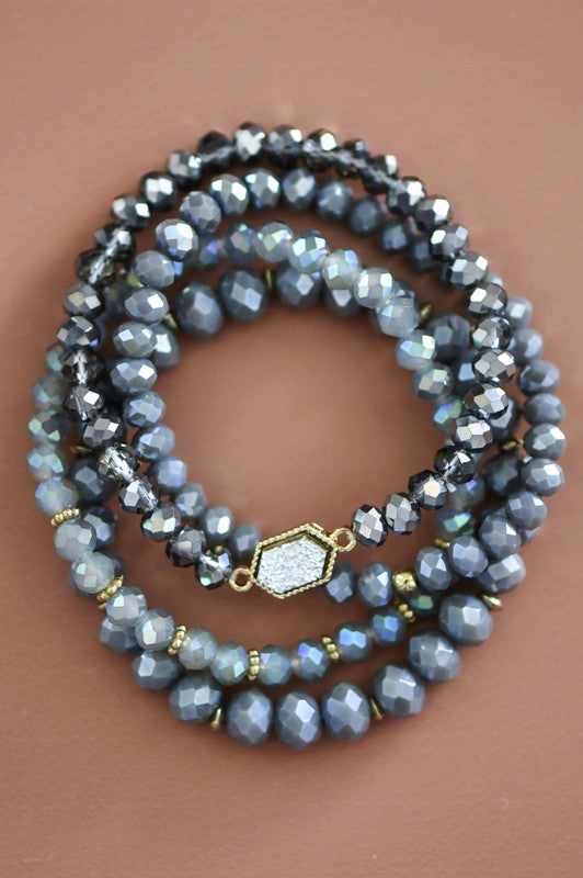 Glass Crystal Beaded Bracelet Set