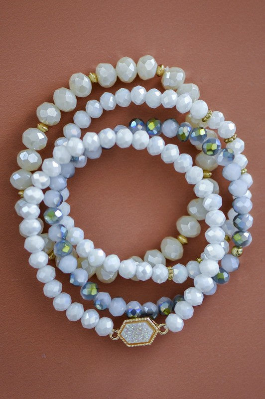 Glass Crystal Beaded Bracelet Set