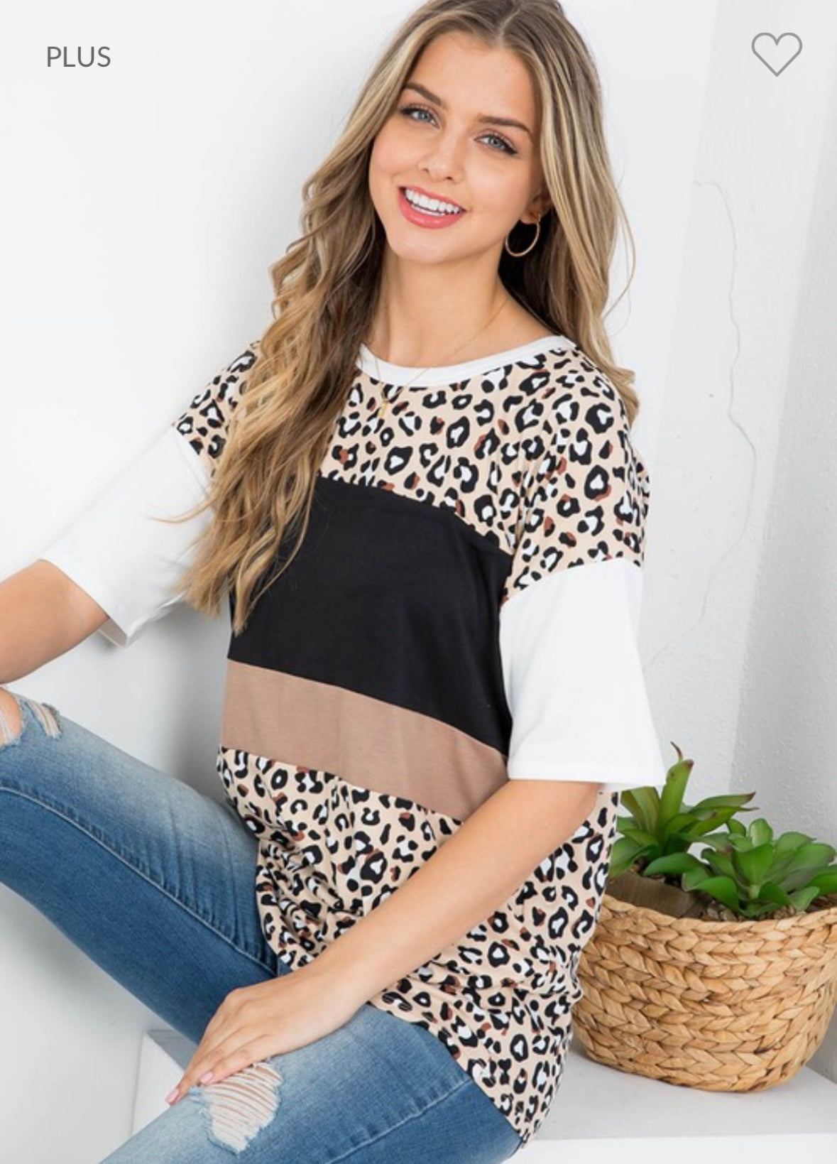 Plus Cheetah Colorblock Top